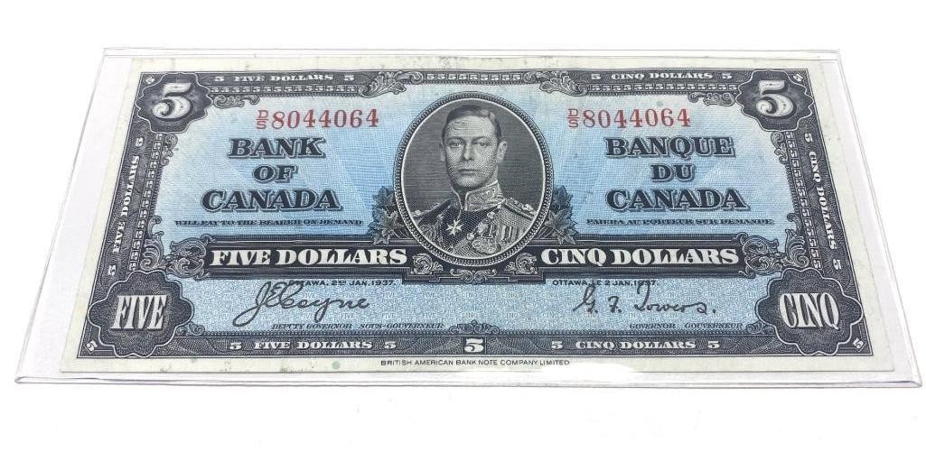 1937 Bank Of Canada $5 Bank Note - D/S 8044064 - Coyne & Towers (1 of 2)