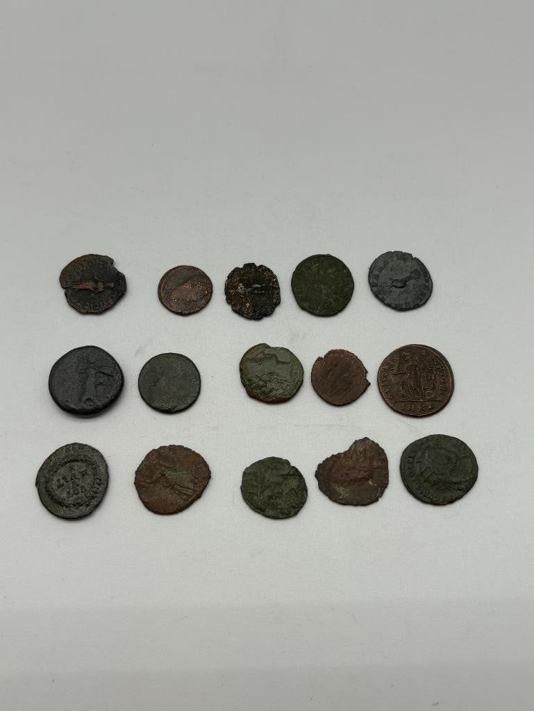 Lot of 15 Ancient Roman & Greek Coins (1 of 4)
