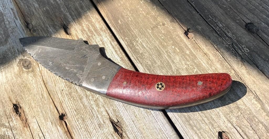 9'' Damascus Drop Point Blade - 5