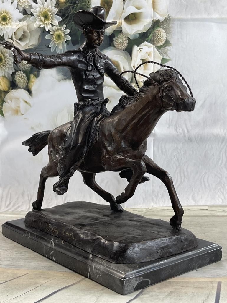 Cowboy on Horse Western Bronze Sculpture