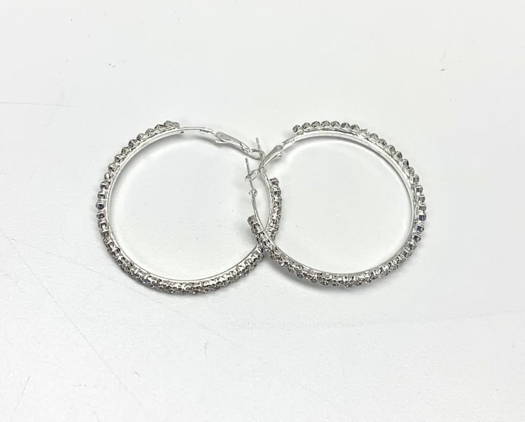 Pair Of Semi-Precious CZ Diamond Sterling Silver 925 Earrings: Pair Of Semi-Precious CZ Diamond Sterling Silver 925 Earrings View Photos for Further Details.