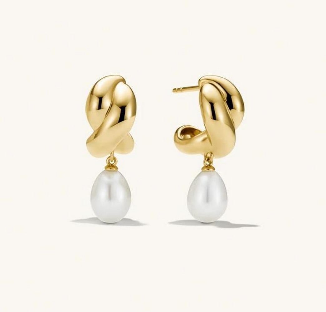 18K Gold Vermeil Knot Pearl Drops (1 of 2)