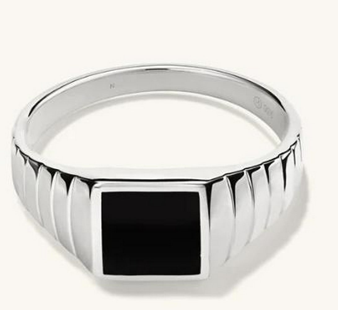 Sterling Silver Midnight Square Black Onyx Signet Ring (1 of 2)