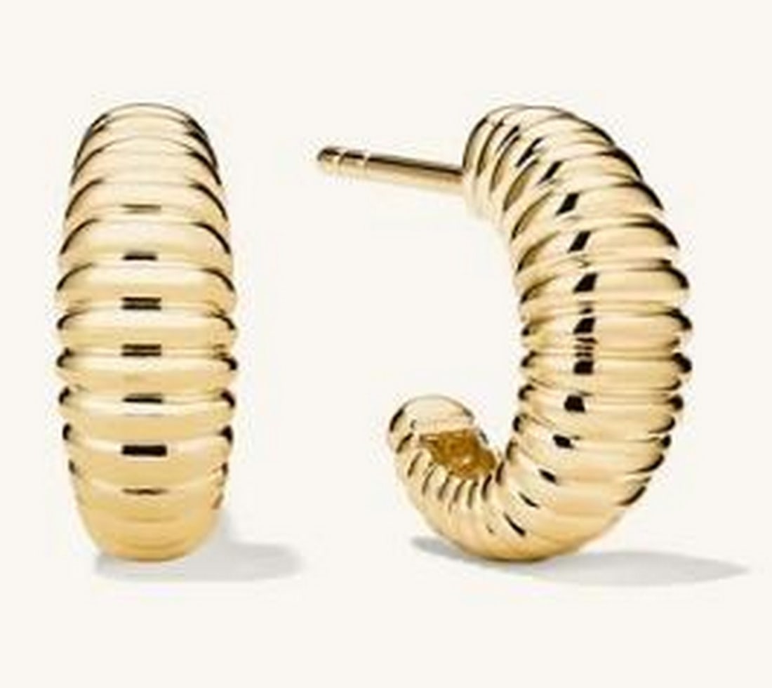 Textured Gold Vermeil Bold Hoop Earrings: Textured Gold Vermeil Bold Hoop Earrings. Make a statement with these bold gold vermeil hoop earrings, featuring a striking textured design that adds depth and dimension. The thick, polished hoops off