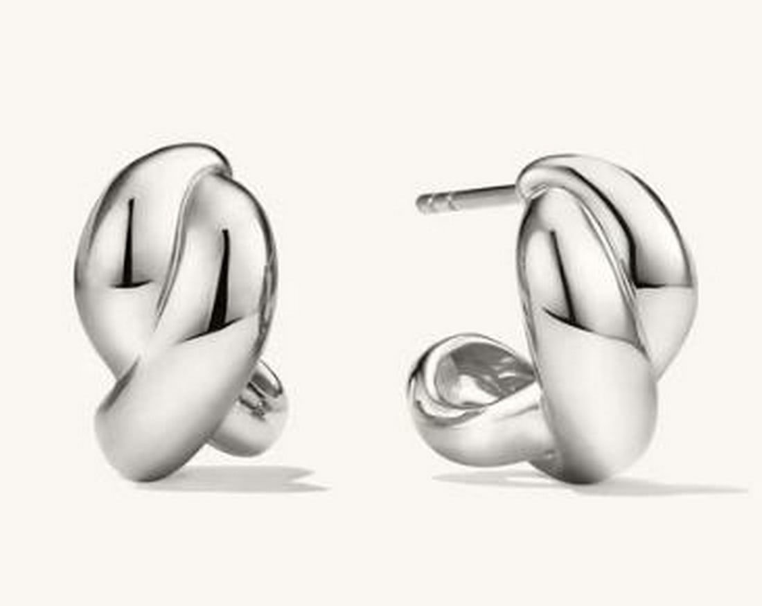 925 Sterling Silver Soft Swirl Studs: 925 Sterling Silver Soft Swirl Studs. Crafted from 925 sterling silver, these earrings feature an elegant, flowing design that exudes timeless sophistication. The delicate curves create a sense of mov