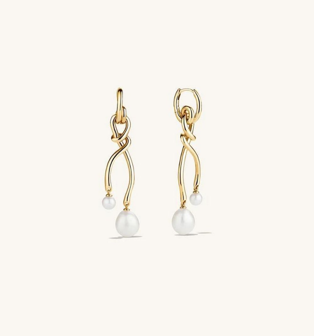 Gold Vermeil Pearl Twist Earrings (1 of 1)