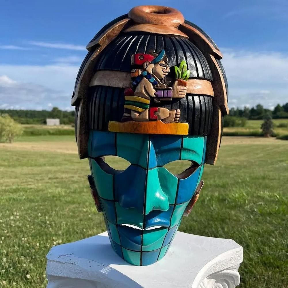 Hand Crafted Mayan 3D Cedar Mask (1 of 4)