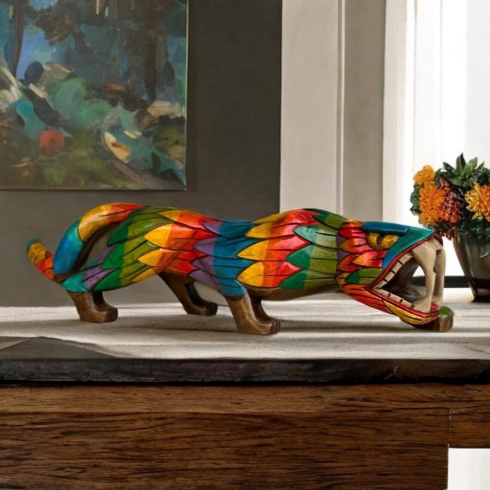 Kukulkan Jaguar Hand-Carved Wooden Sculpture (1 of 5)