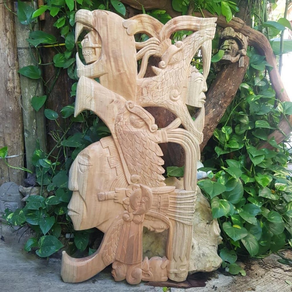 Cedar Perfil Eagle Warrior Hand-Carved Wall Decor (1 of 6)