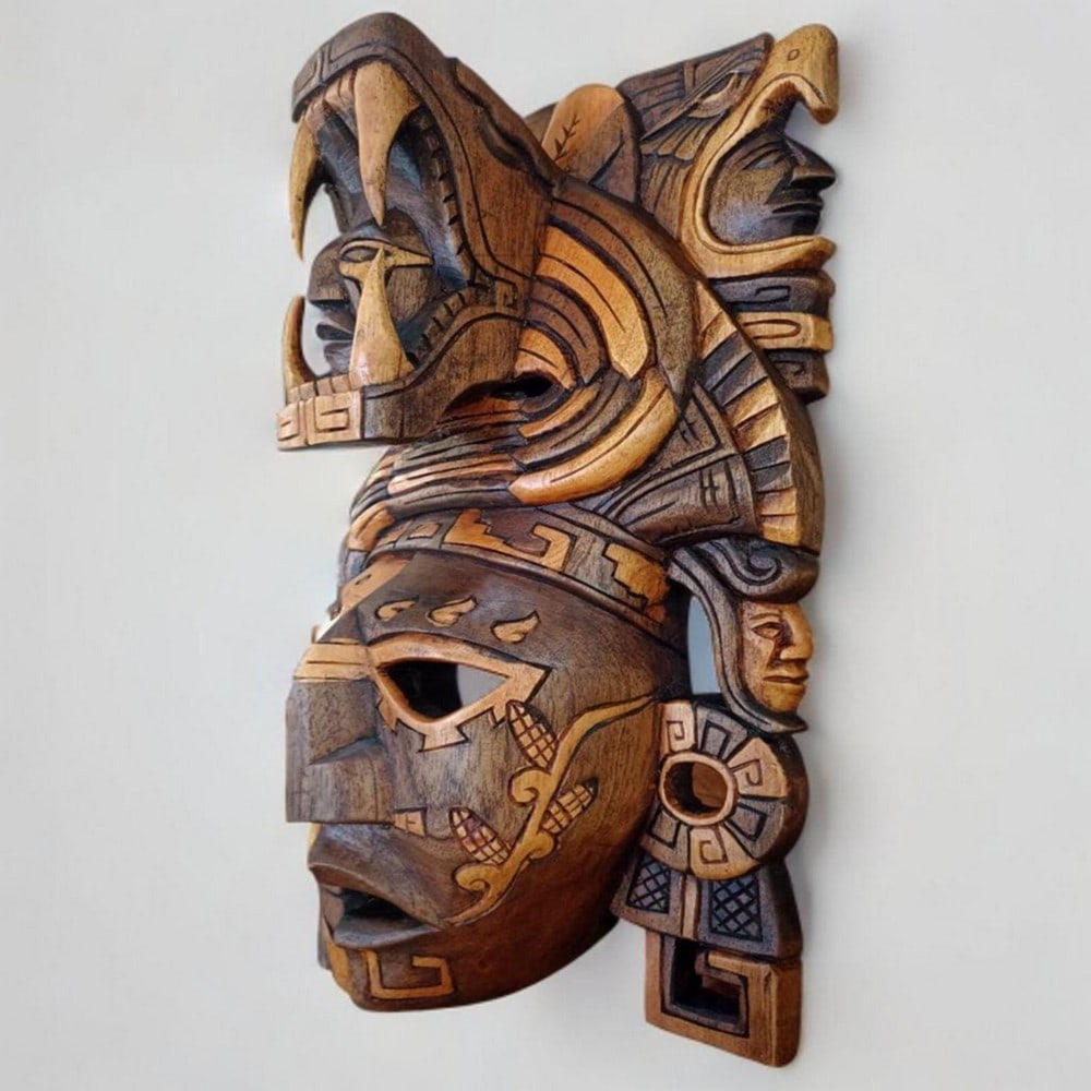 Hand Carved Aztec Culture Mask (1 of 3)