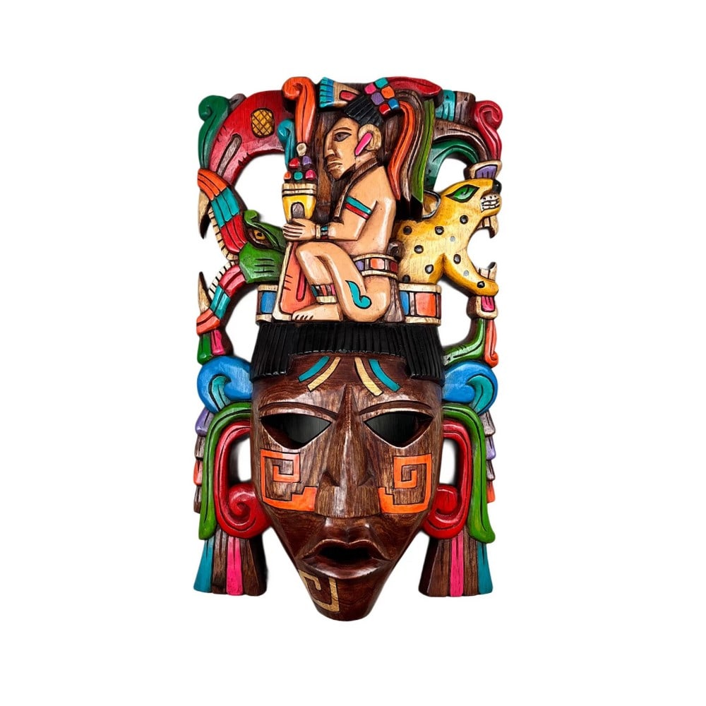 Hand Carved Festive Mayan Mask (1 of 3)