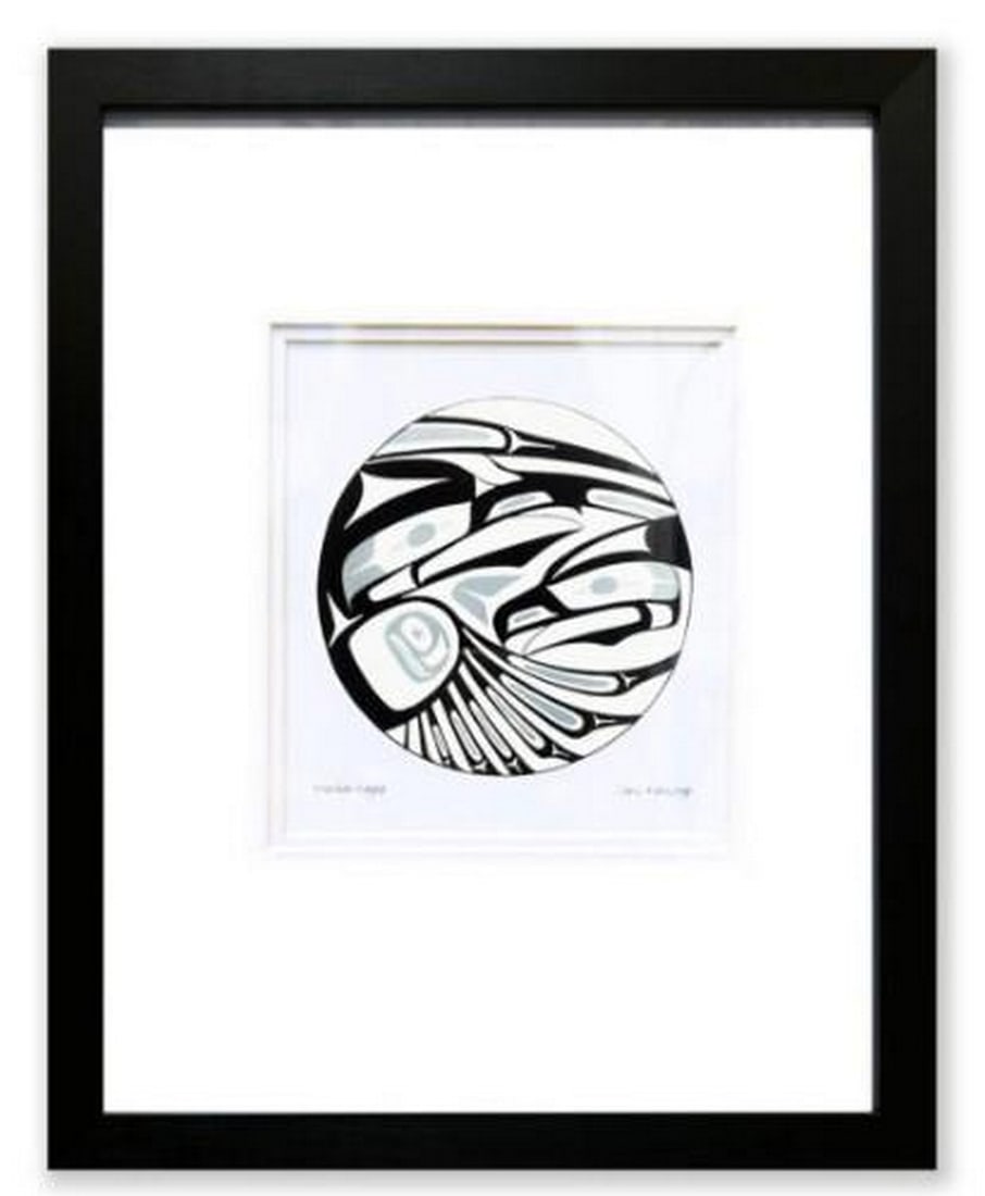 Soulflight Print: Soulflight Print. This is a mesmerizing abstract artwork by Indigenous artist Chris Kewistep, capturing the raw energy and sacred essence of two eagles in motion. Rendered with bold, expressive