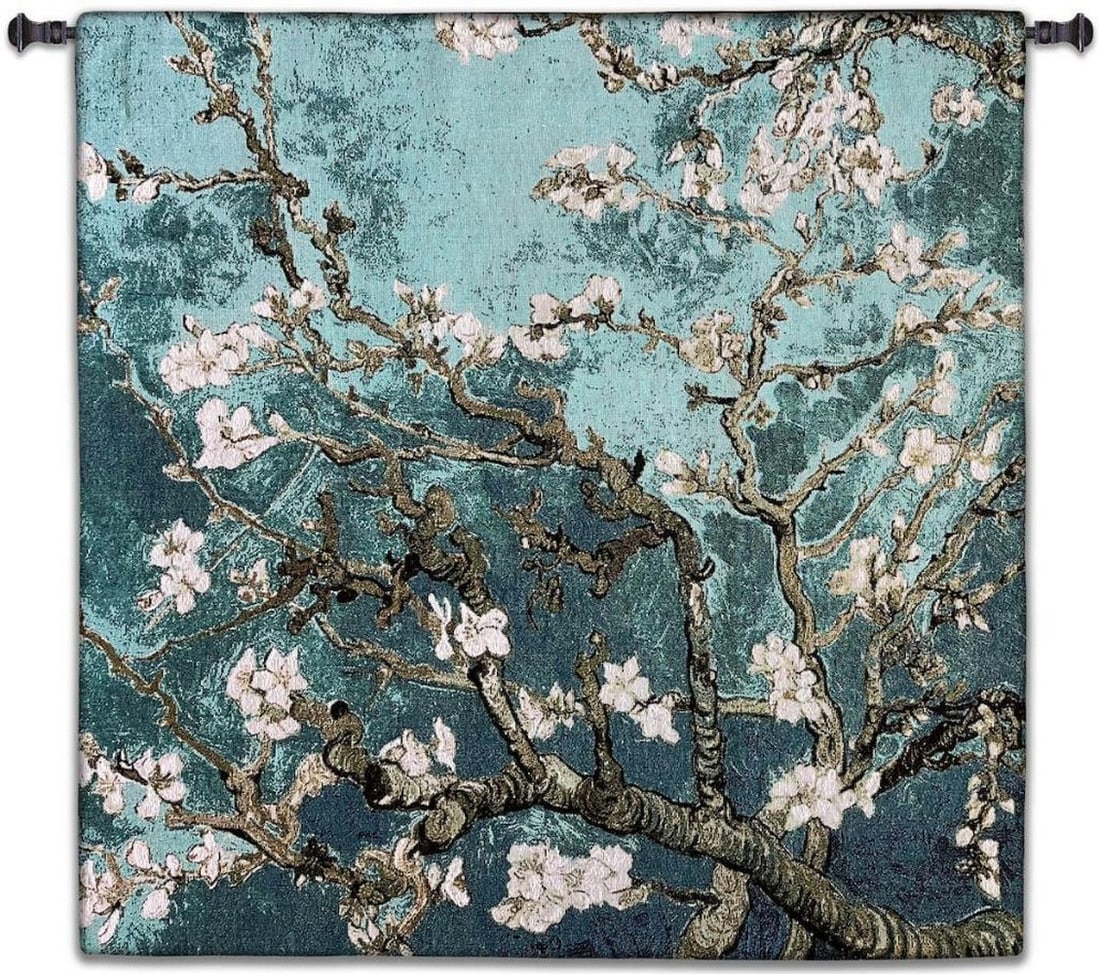 Almond Blossom Teal Square Wall Tapestry - 35'' x 35'' (1 of 4)