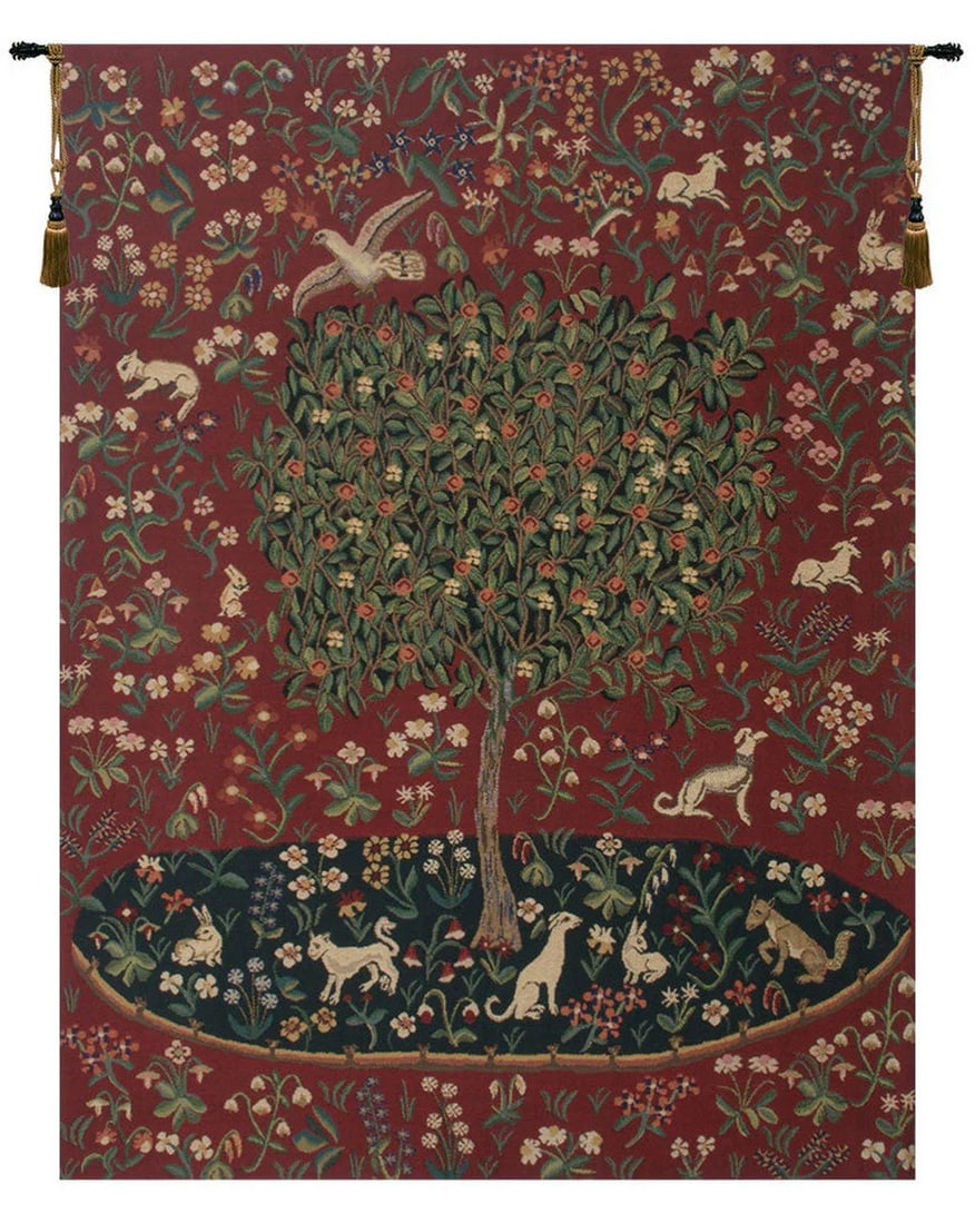 Cluny Tree of Life Belgian Wall Tapestry - 25'' x 34'': Cluny Tree of Life Belgian Wall Tapestry - 25" x 34" Bring historic elegance and timeless European charm into your space with this "Cluny Tree of Life" wall tapestry. Woven in Belgium,