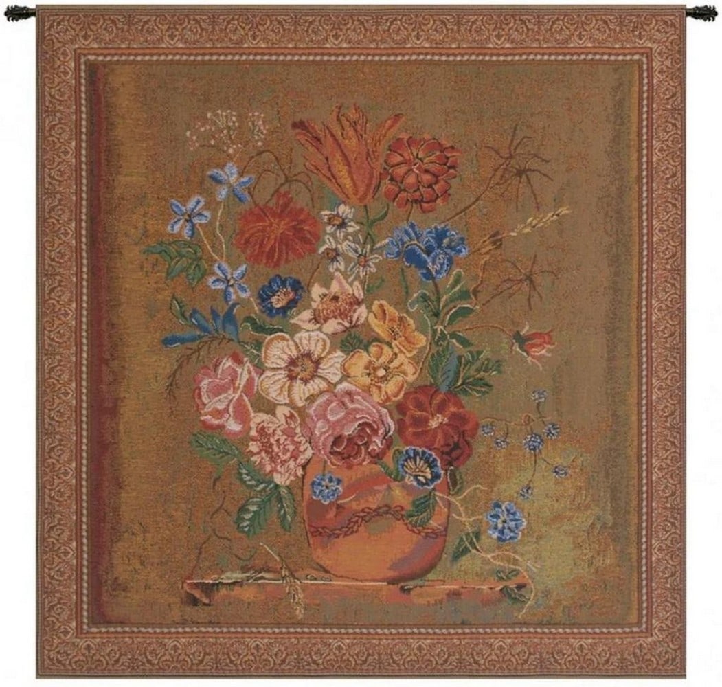 Blooming Vase: Verendael Terracotta Belgian Wall Tapestry (1 of 3)