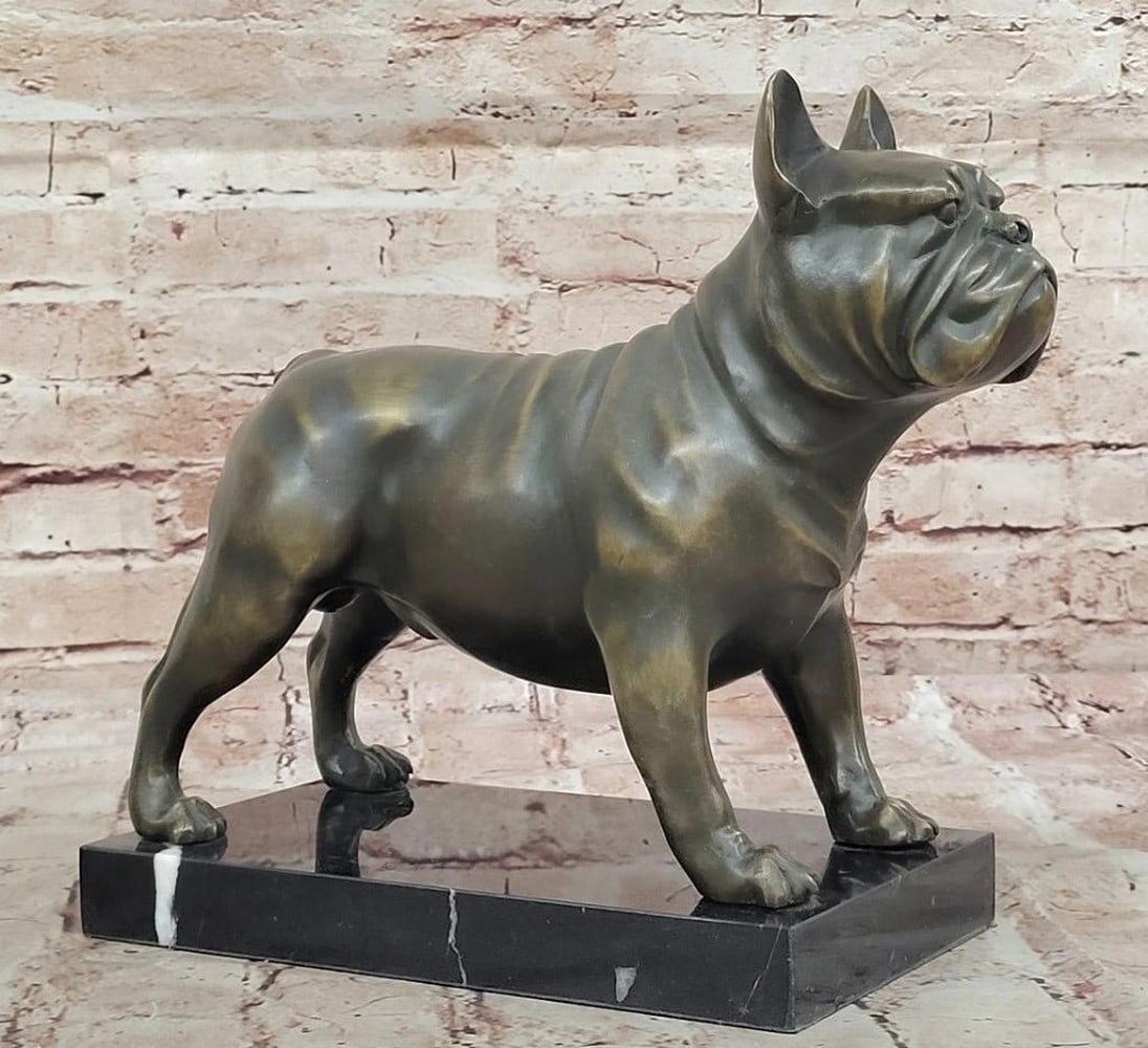 Signed M. Lopez Bronze Bulldog Sculpture - 10'' x 12'': Signed M. Lopez Bronze Bulldog Sculpture - 10" x 12" This Signed Original M. Lopez Bronze Bulldog Sculpture is a striking tribute to the strength, loyalty, and power of the English Bulldog. Ha