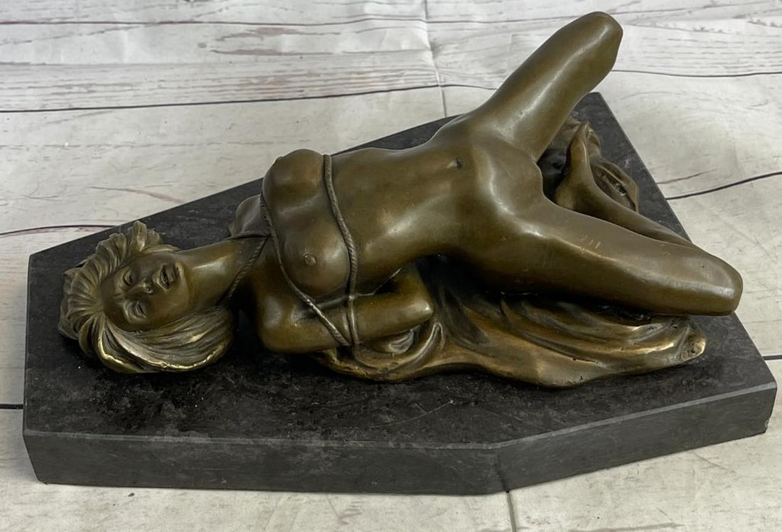 Bondage Girl Tied Up Original Erotic Art Bronze Sculpture by Mavchi on Marble Base - 4.5'' x 12'': Bondage Girl Tied Up Original Erotic Art Bronze Sculpture by Mavchi on Marble Base - 4.5" x 12" Introducing a provocative and original work of art, the "Bondage Girl Tied Up" Bronze Sc