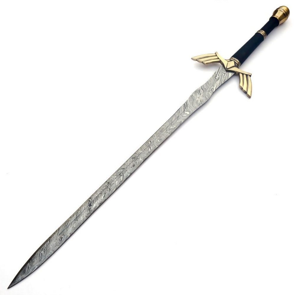 Brass & Wood Handled Crusaders Battle Sword: Brass &; Wood Handled Crusaders Battle Sword Each blade is created Using 256 Layers Of 1095 and 15N20 High Carbon Steels?????? To Produce A Superior Edge And Maintain A High Tensile Strength In the St
