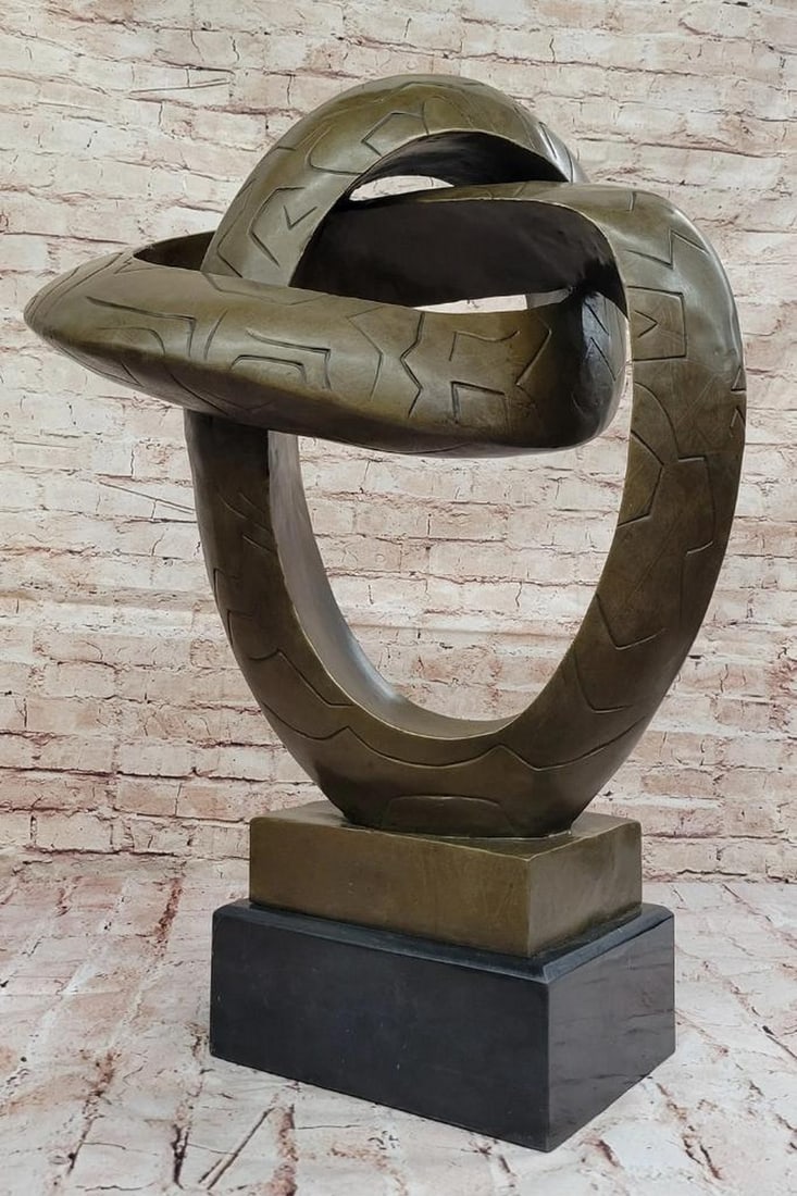 Abstract Interwoven Loop Bronze Sculpture Signed Aldo Vitaleh - 29'' x 22'' (1 of 6)