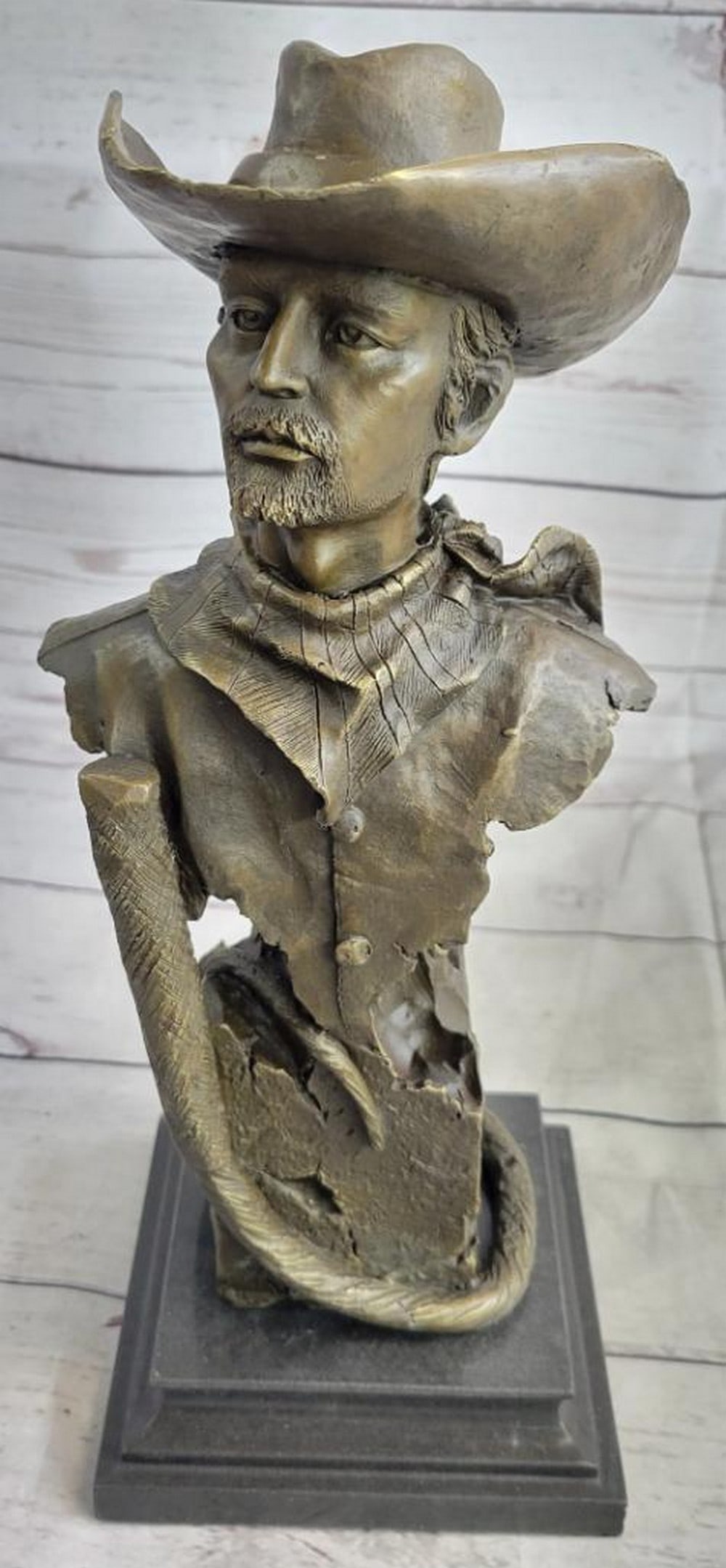 Original Western ''Buffalo Bill'' Bronze Bust Statue Sculpture Signed By Artist Kamiko - 13'' x 6'' (1 of 6)