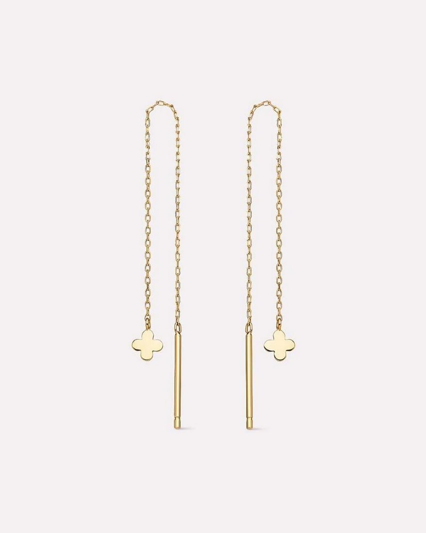 10K Solid Gold Flower Threader Earrings (1 of 3)