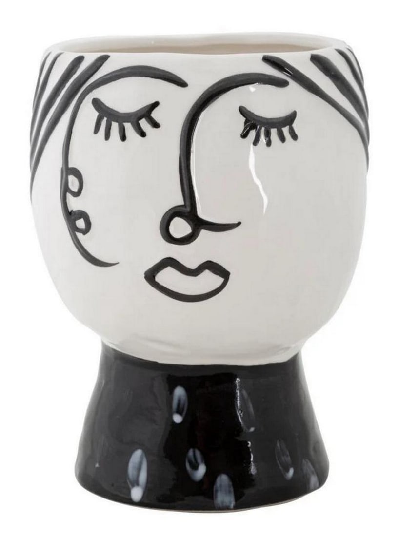 Black and White Contemporary Woman Face Porcelain Vase: Black &;White Contemporary Women Face Porcelain Vase Elegant white porcelain vase featuring a design inspired by a female face, with soft shapes that add a touch of grace and beauty. Discover Mauro Fe