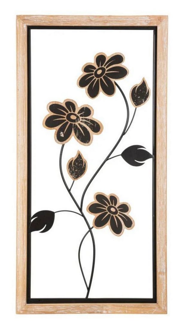 3D Metal and Wood Wall Panel with Elegant Floral Design (1 of 4)