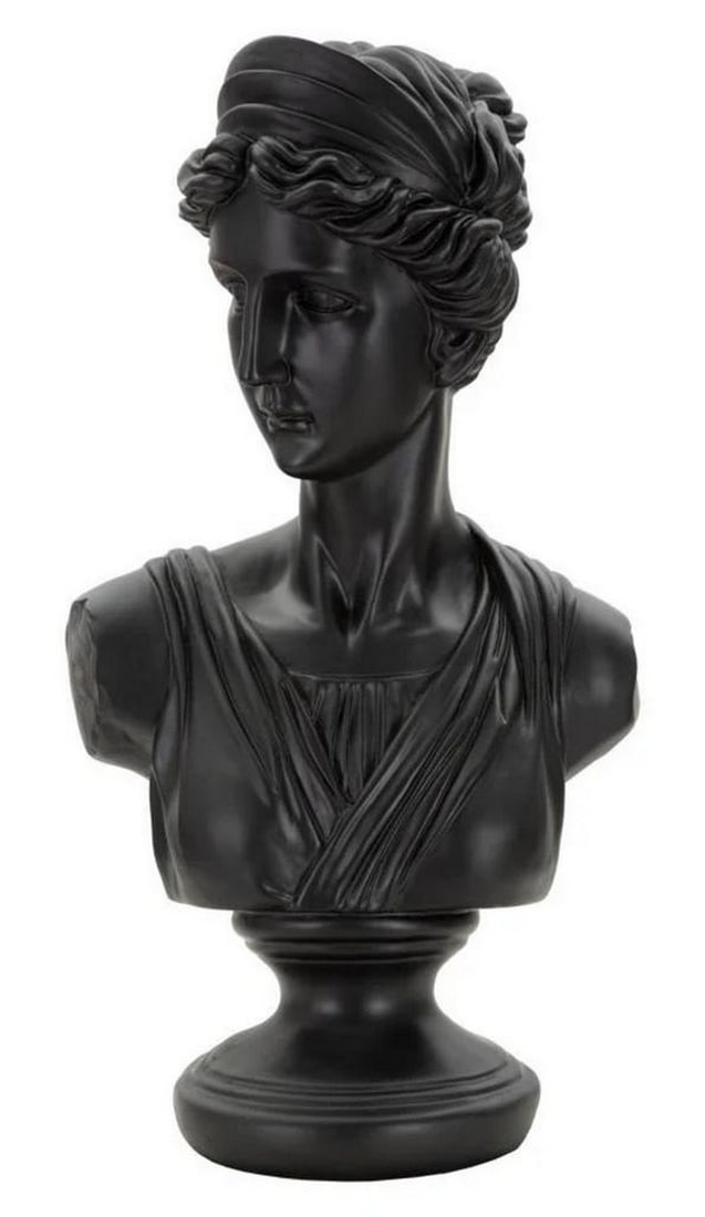 Roman Empire Inspired Black Woman's Head Sculpture - (4.4lbs): Roman Empire Inspired Black Woman's Head Sculpture - (4.4lbs) Add a touch of classical elegance to your space with this black statue of a woman's head, inspired by the timeless art of the Roman Empire
