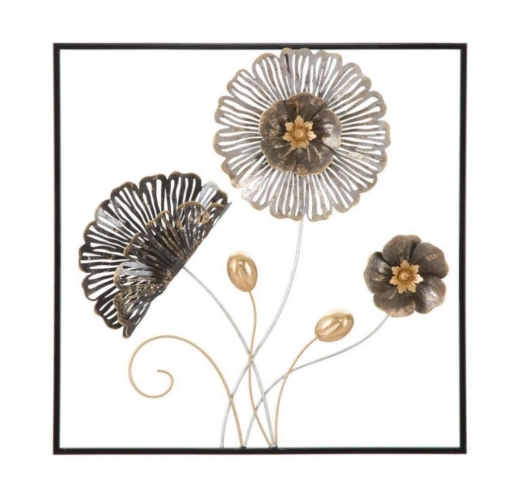 Framed Metallic Flowers Wall Art: Framed Metallic Flowers Wall Art Where nature meets art, this 3D panel captures the latest trend in wall decor. Featuring geometric shapes, flowers, and animals, it adds a glamorous and surprising atm