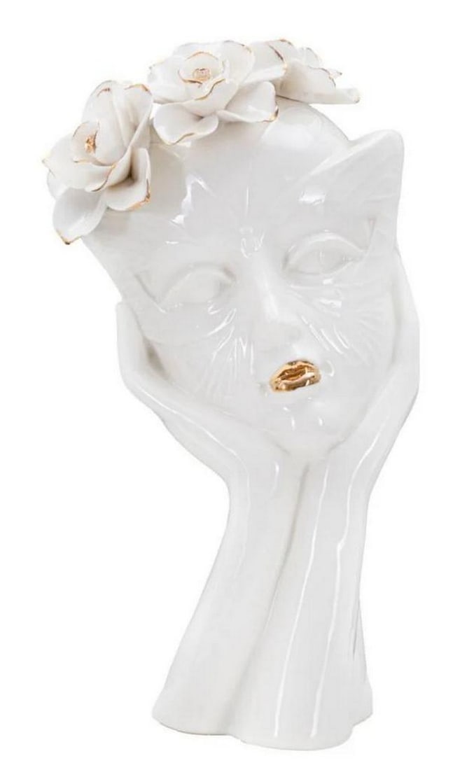 Venetian Carnival Floral Mask White Porcelain Vase (1 of 5)