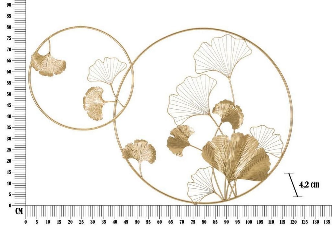 Round Frame Wall Decor Featuring Golden Flowers - 5