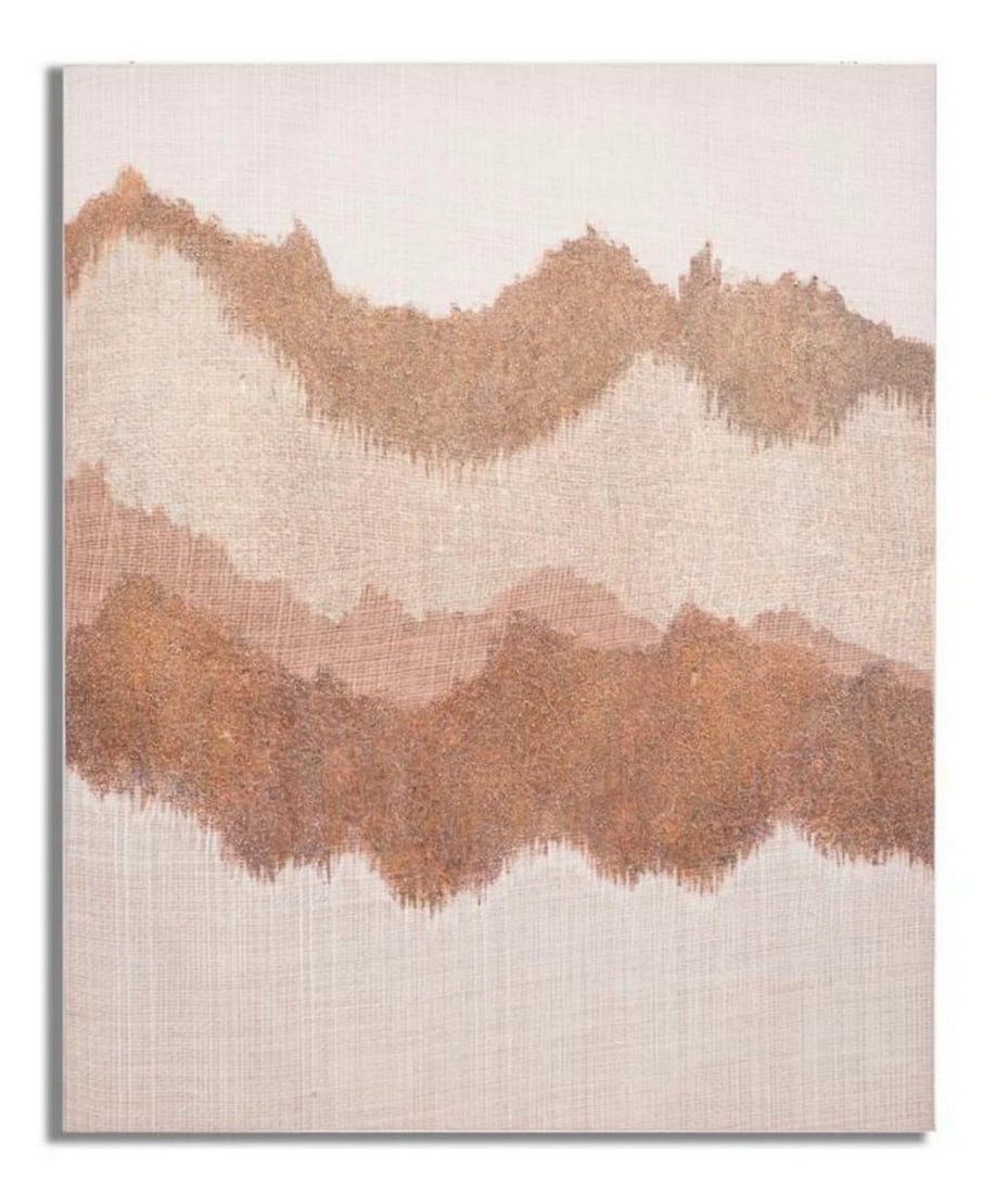 Abstract Mountain Peaks Canvas Painting with Wooden Frame: Abstract Mountain Peaks Canvas Painting with Wooden Frame Enhance your space with this captivating canvas painting featuring an abstract design that evokes the majestic peaks of mountains. Warm tones