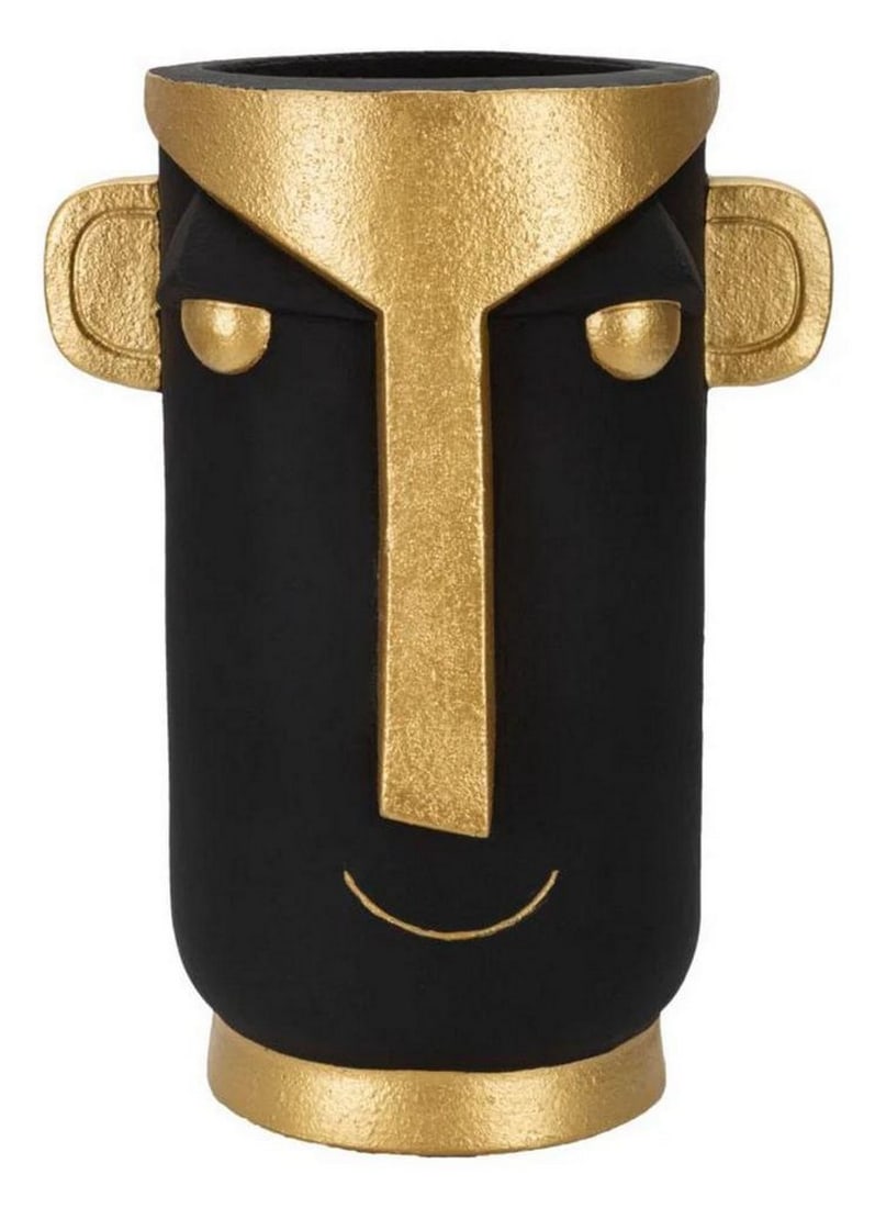 Modern Vase in Gold and Black with Face Design: Modern Vase in Gold and Black with Face Design Discover Mauro Ferretti, the premier Italian brand for home lovers. Their products embody luxury and refinement, ensuring your home achieves a unique