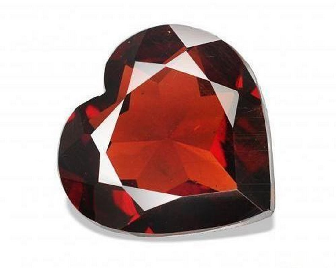 1.49 ct Natural Deep Red Almandine Garnet, Heart, VS, Mozambique: 1.49 ct Natural Deep Red Almandine Garnet, Heart, VS, Mozambique Natural almandine garnet weighing 1.49 carats, cut in a heart-shaped faceted style with a rich deep red color. The gem measures 7.65 x 