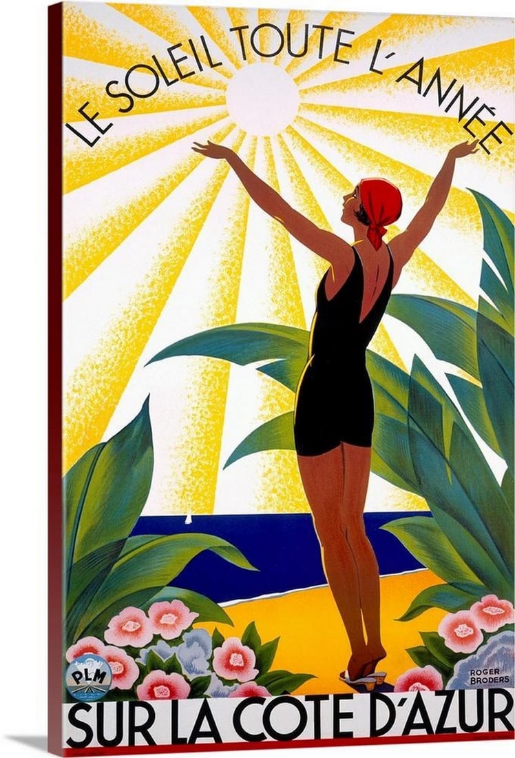 Chablisienne Chablis Vintage Wine Poster Canvas Reproduction: Chablisienne Chablis Vintage Wine Poster Canvas Reproduction C?te d'Azur, Le Soleil Toute L'Annee Vintage Poster Canvas Reproduction features an elegant Art Deco design depicting a woman in an early 2