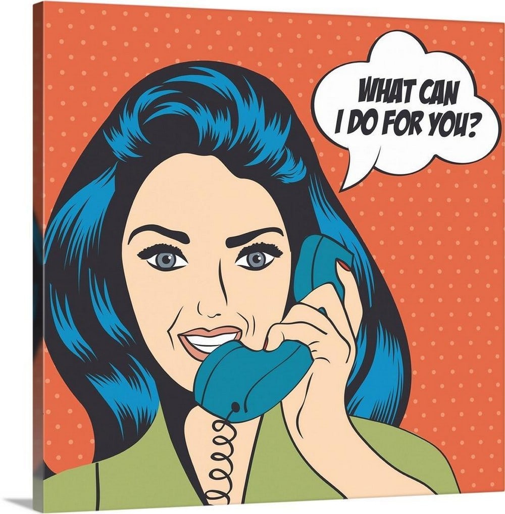 Pop Art Style 'Phone Call' Canvas Print Wall Art (1 of 1)
