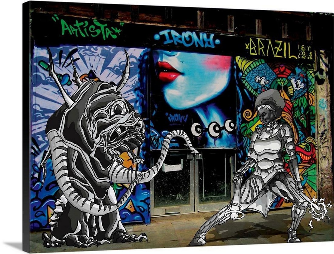 Pop Art Style 'Battle Of Brick Lane' Canvas Print Wall Art (1 of 1)
