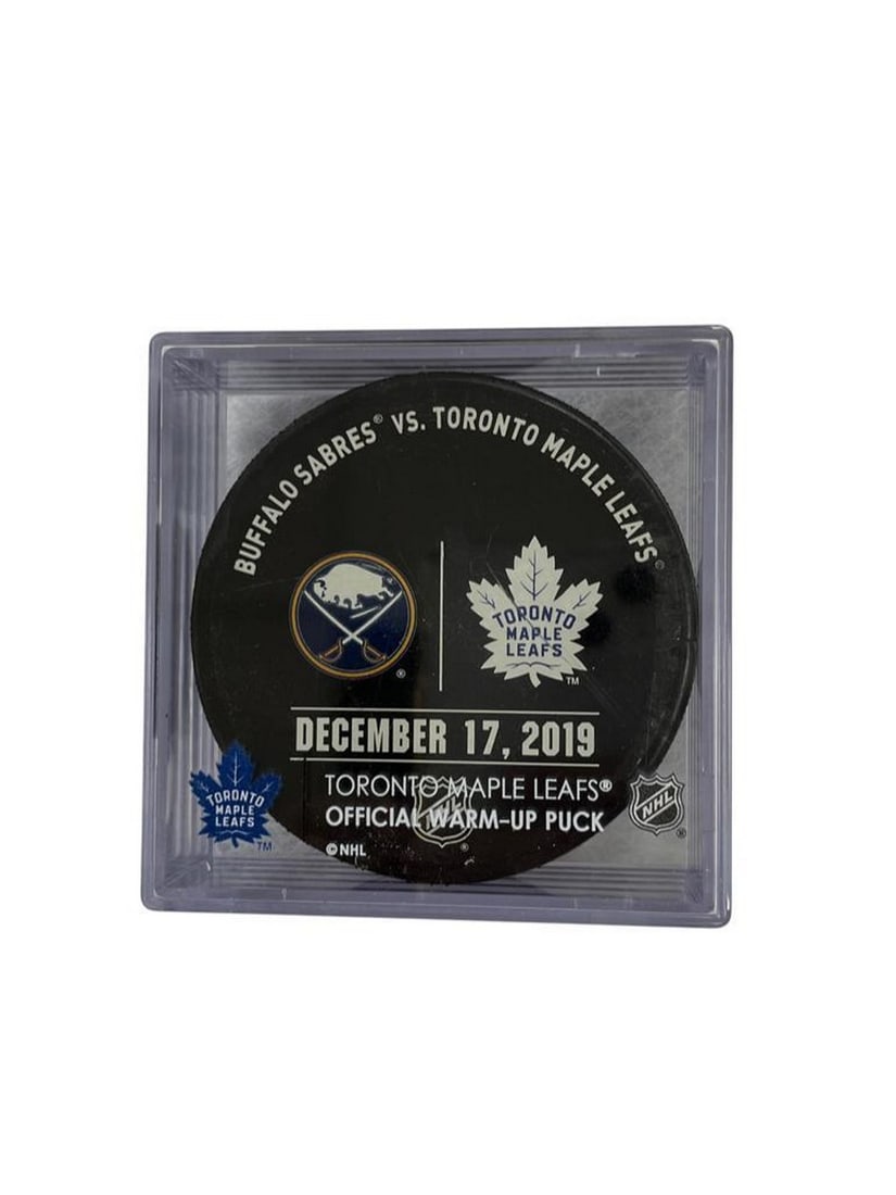 Buffalo Sabres Vs Toronto Maple Leafs Authentic Warm-Up Used Cubed Puck (1 of 2)