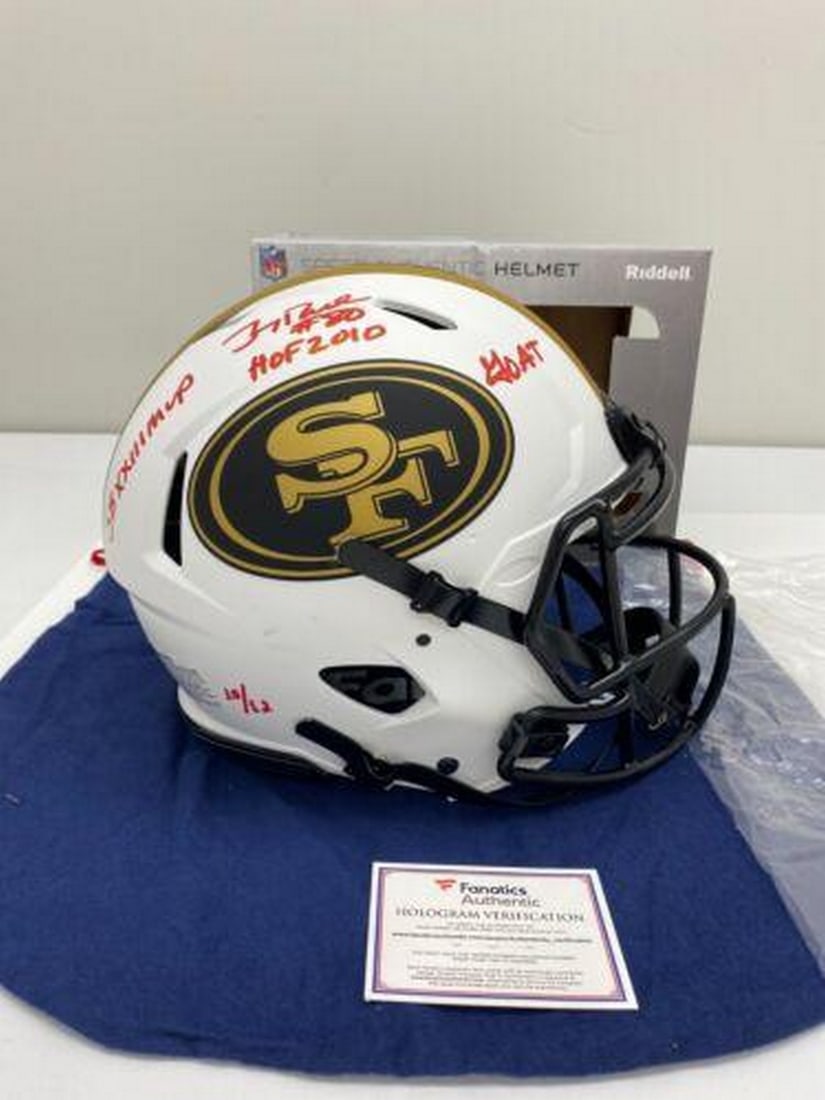 Jerry Rice MVP & HOF Inscribed SF 49ers Riddell NFL Helmet Fanatics COA #10/12 (1 of 8)