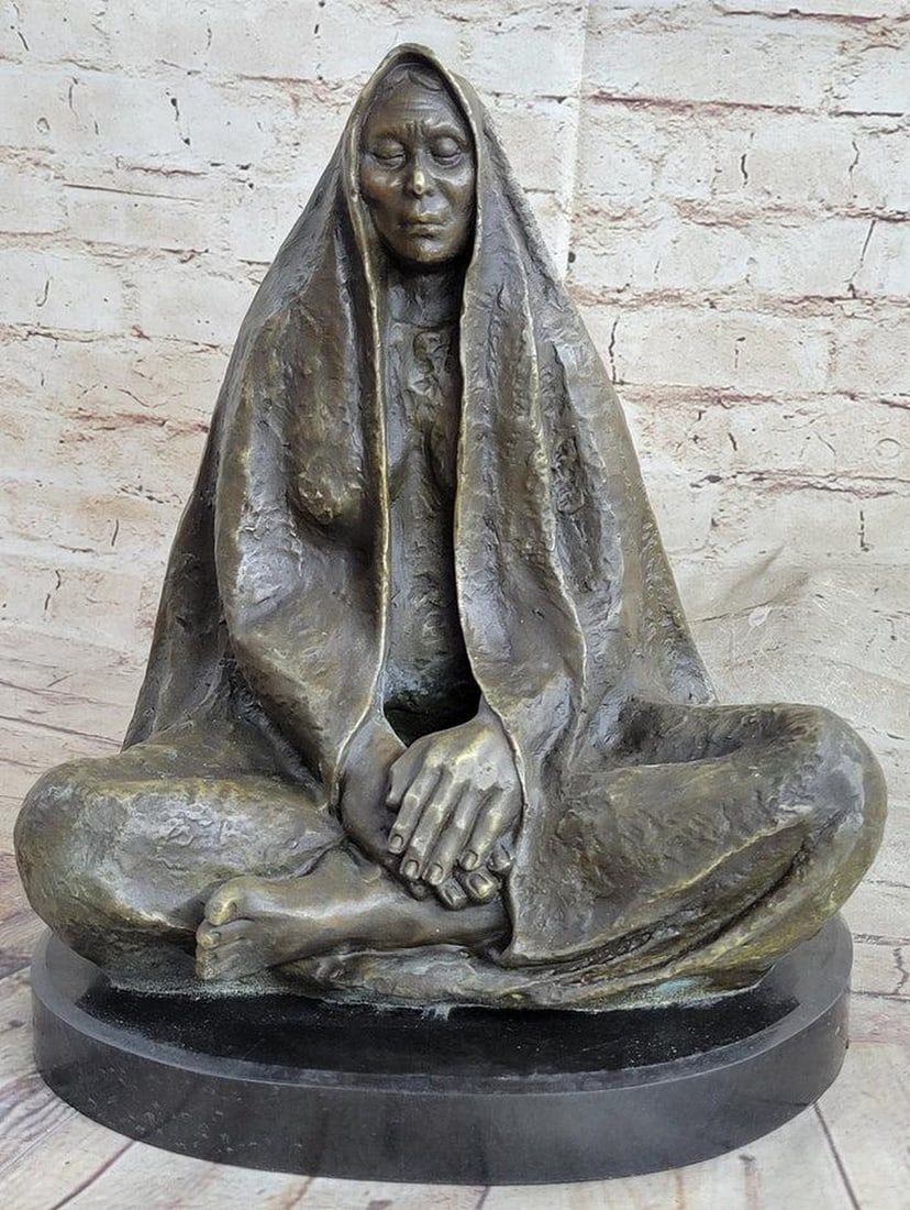 Thomas's Original Mystical Native American Shaman Bronze Sculpture on Marble Base - 12.5'' x 11'': Thomas's Original Mystical Native American Shaman Bronze Sculpture on Marble Base - 12.5" x 11" Immerse yourself in the spiritual mystique of the Native American shaman with this captivating b