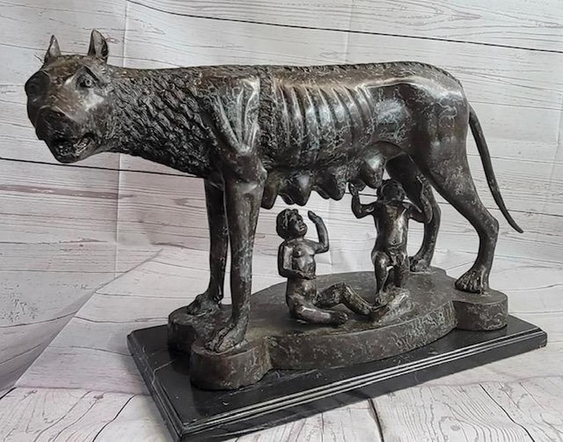 Capitoline Wolf Bronze Statue Sculpture Romulus & Remus Rome Roman 15.5'' x 23'' (1 of 8)