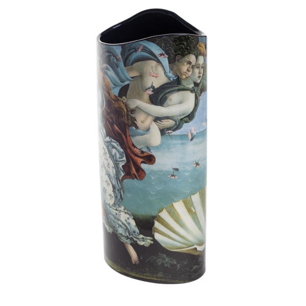 The Birth of Venus Porcelain Vase: The Birth of Venus Porcelain Vase This porcelain vase is decorated with the iconic image of Venus rising from the sea on a shell, inspired by Sandro Botticelli's famous Renaissance painting. The