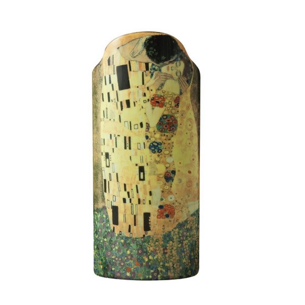 The Kiss Porcelain Vase: The Kiss Porcelain Vase This porcelain vase is decorated with the iconic image of a couple embracing in a field of flowers, inspired by Gustav Klimt's famous painting The Kiss. The contrasting