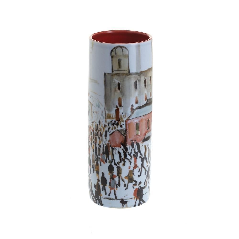 Going to Work Porcelain Medium Vase: Going to Work Porcelain Medium Vase This medium-sized porcelain vase is decorated with the iconic scene from Going to Work, capturing the everyday life of workers in an industrial town. The stylized