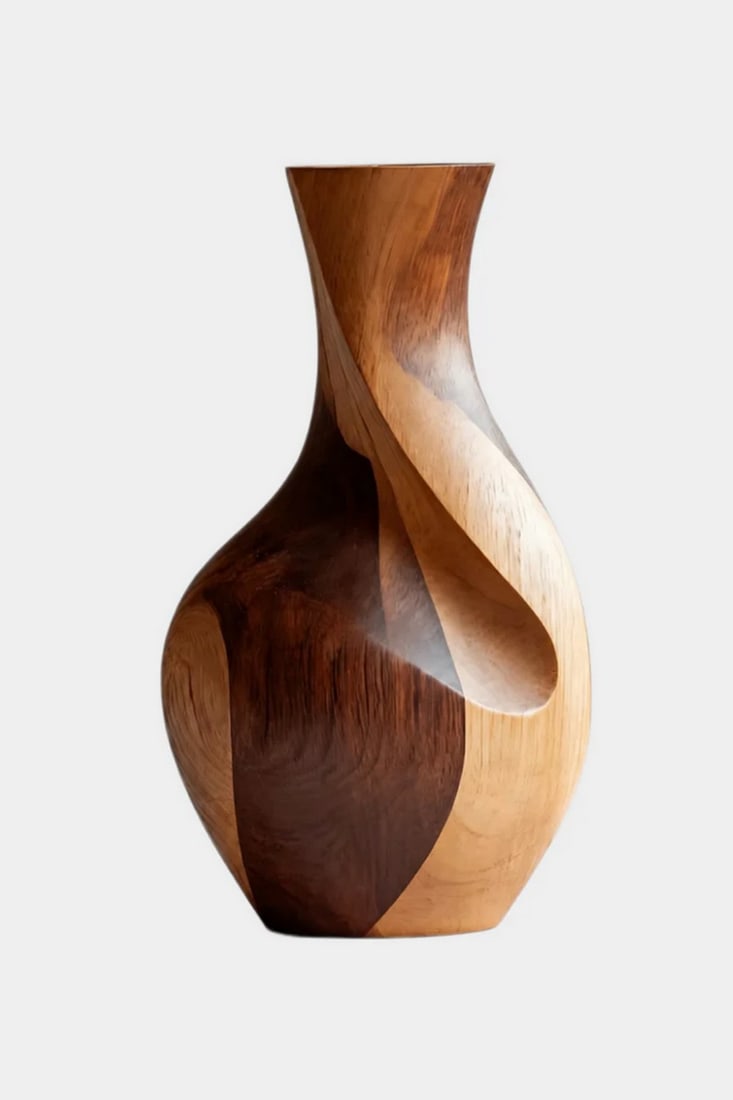 Twisted Dual Tone Form' - Contemporary Wooden Sculptural Vase (1 of 3)