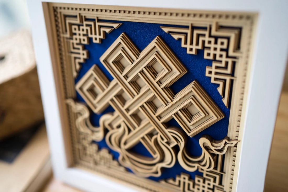 Blue Combs Multi-layer Laser Cut Wood Carving - 3