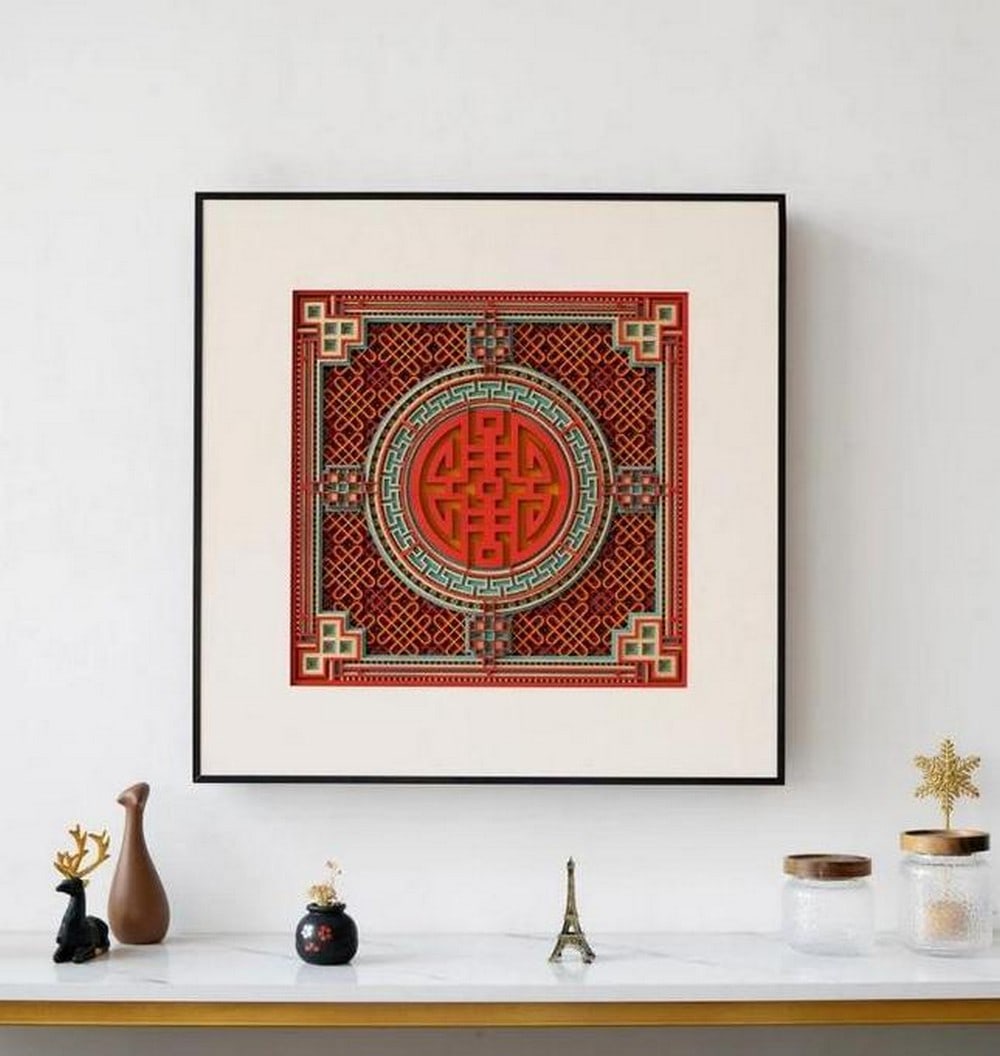 Harmony & Joy Multi-Layer Mandala Wood Wall Art: Harmony &; Joy Multi-Layer Mandala Wood Wall Art Celebrate happiness and balance with this exquisite multi-layer mandala wall art, inspired by the traditional symbol of Xi (joy and harmony). Intricate