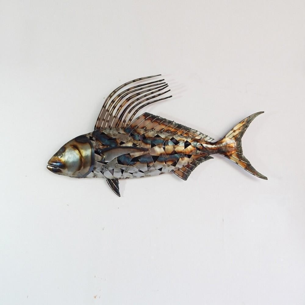 The Roosterfish Masterpiece Metal Sculpture: The Roosterfish Masterpiece Metal Sculpture Discover the captivating beauty of this handcrafted metal sculpture of a roosterfish, also known as the four-spotted roosterfish. Every intricate detail has