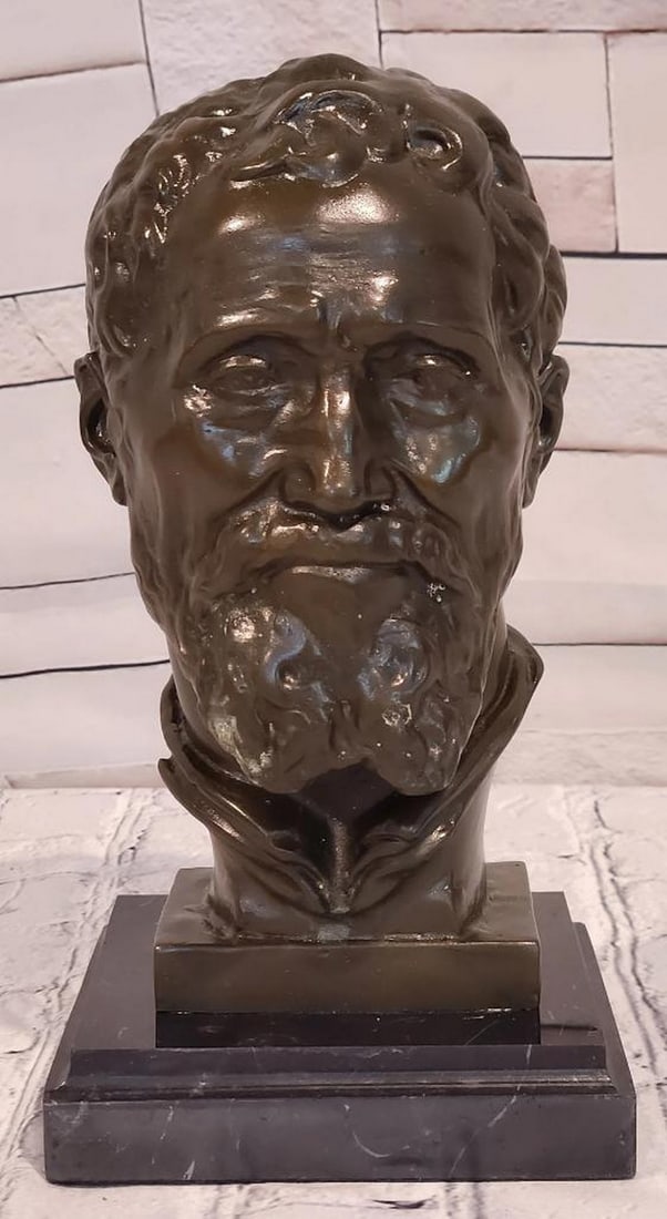 Michelangelo Bust Fisher Inspired Bronze Sculpture - 10'' x 5'' (1 of 6)