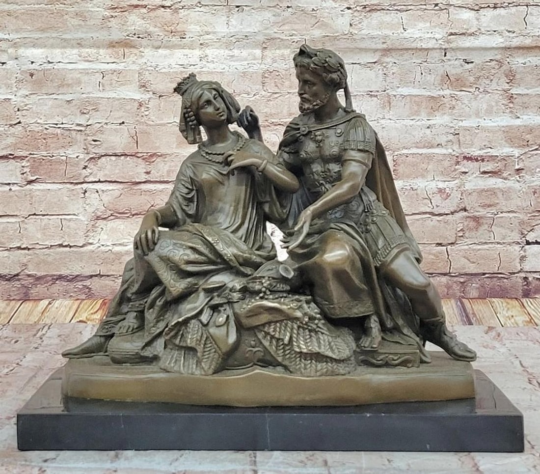 Cleopatra and Mark Antony Bronze Sculpture Inspired by Leon Gregoire - 14'' x 17'': Cleopatra and Mark Antony Bronze Sculpture Inspired by Leon Gregoire - 14" x 17" This exquisite bronze sculpture by Leon Gregoire captures the legendary romance of Cleopatra and Mark Antony wi